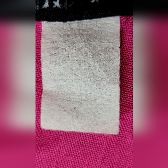 Vintage 80's Oversized Blazer Women's 14 Pink Cropped Sleeve Linen Like w/ Pocke - Picture 11 of 12